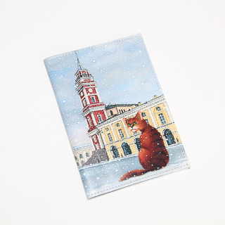 Обложка для паспорта 02-006-219 "Кот рыжий на площади"